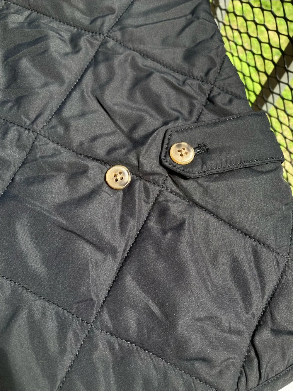 J. Crew Black Quilted Light Puffer Zip Up Vest Green Cotton Lining